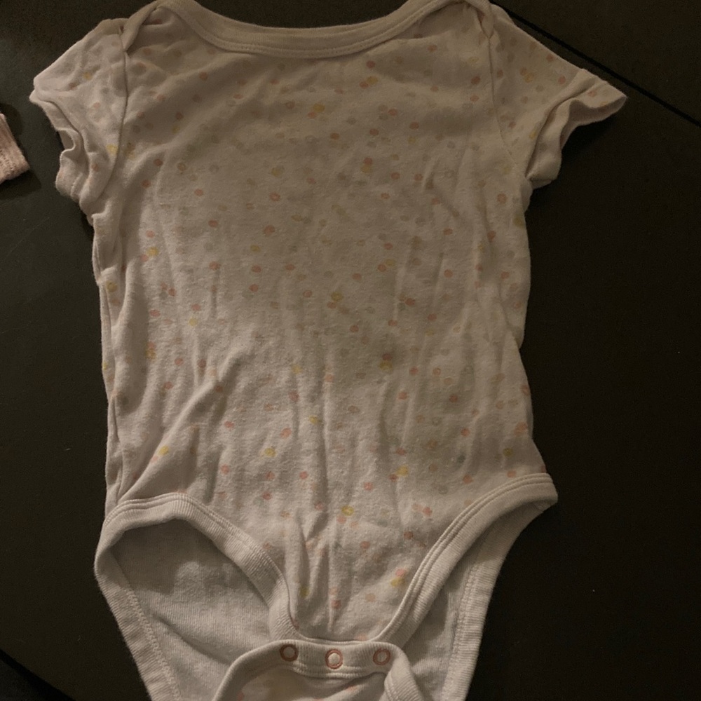 Cloud Island White Bodysuit with Pastel Dots